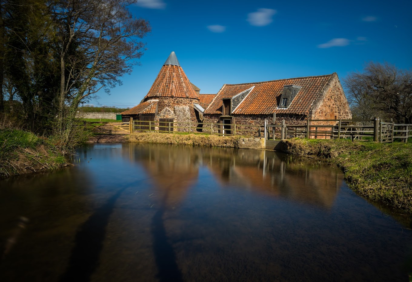 A történelmi Preston Mill East Lothianban